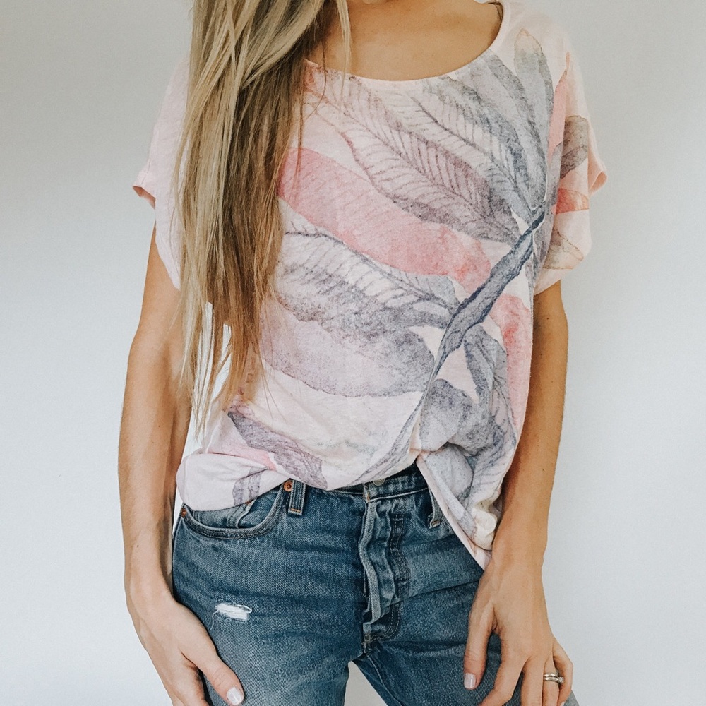 'GRAB DENIM' pink over sized tee